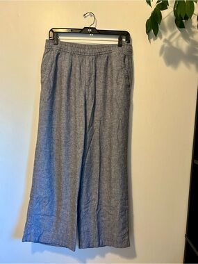 Old Navy Cropped Wide-Leg Linen-Blend Pants - Blue - Small